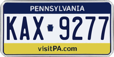 PA license plate KAX9277