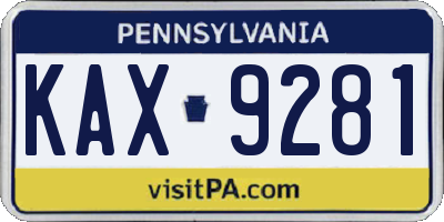 PA license plate KAX9281