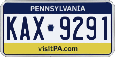 PA license plate KAX9291