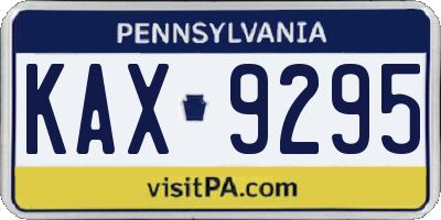PA license plate KAX9295