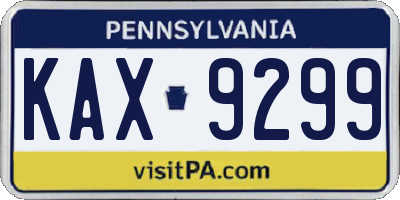 PA license plate KAX9299