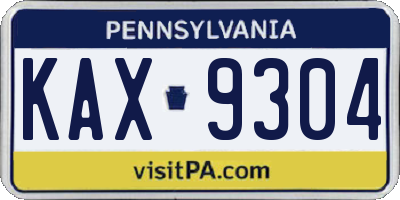 PA license plate KAX9304