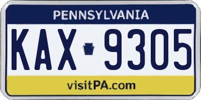PA license plate KAX9305