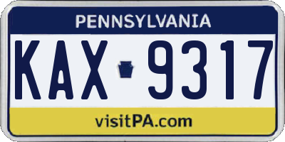 PA license plate KAX9317