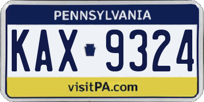 PA license plate KAX9324