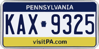 PA license plate KAX9325