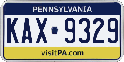 PA license plate KAX9329