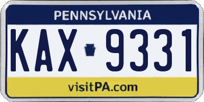 PA license plate KAX9331