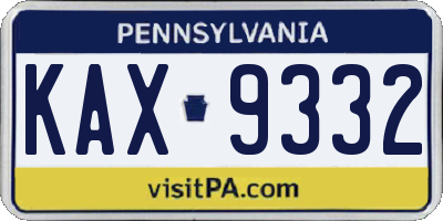 PA license plate KAX9332