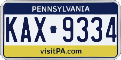 PA license plate KAX9334