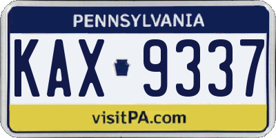 PA license plate KAX9337