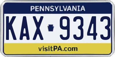 PA license plate KAX9343