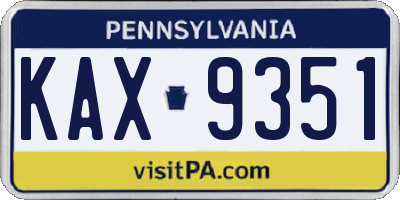 PA license plate KAX9351