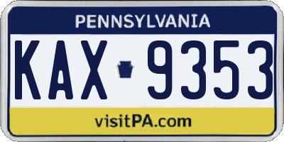 PA license plate KAX9353