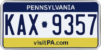 PA license plate KAX9357