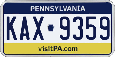 PA license plate KAX9359