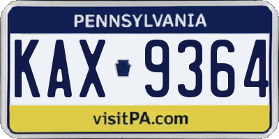 PA license plate KAX9364