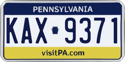 PA license plate KAX9371