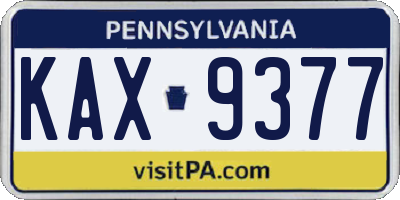 PA license plate KAX9377