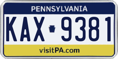 PA license plate KAX9381