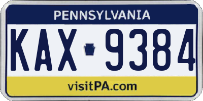 PA license plate KAX9384