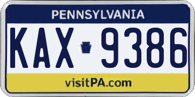PA license plate KAX9386