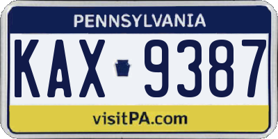 PA license plate KAX9387