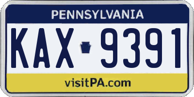 PA license plate KAX9391