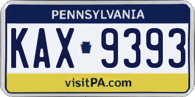 PA license plate KAX9393
