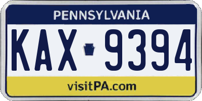 PA license plate KAX9394