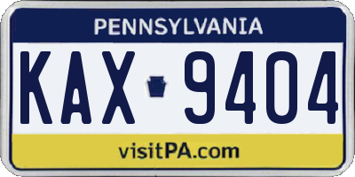 PA license plate KAX9404