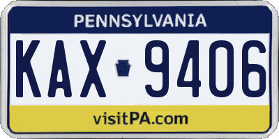 PA license plate KAX9406