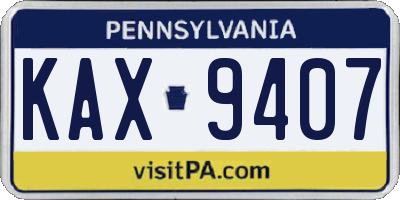 PA license plate KAX9407