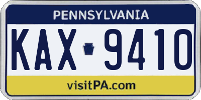 PA license plate KAX9410