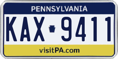 PA license plate KAX9411