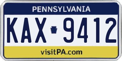 PA license plate KAX9412