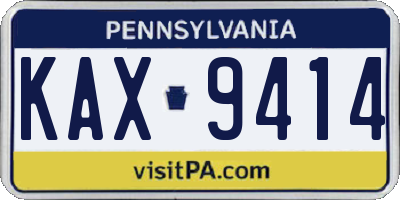 PA license plate KAX9414