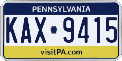 PA license plate KAX9415