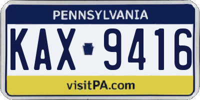 PA license plate KAX9416