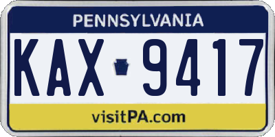 PA license plate KAX9417