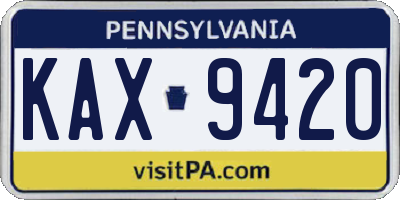 PA license plate KAX9420
