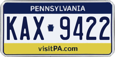 PA license plate KAX9422