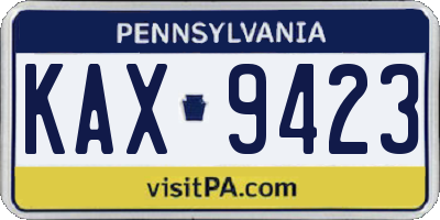 PA license plate KAX9423