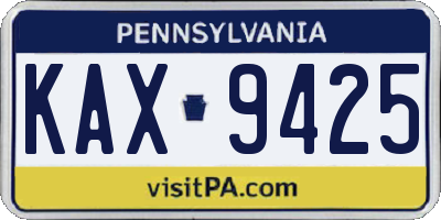 PA license plate KAX9425