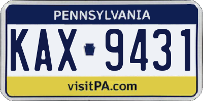 PA license plate KAX9431
