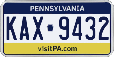 PA license plate KAX9432