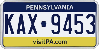 PA license plate KAX9453