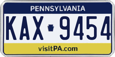 PA license plate KAX9454