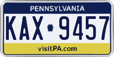 PA license plate KAX9457