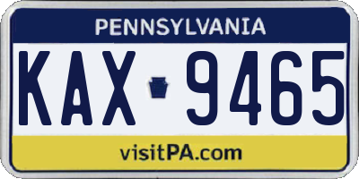 PA license plate KAX9465
